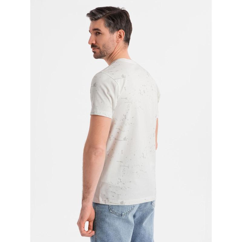 Pánské tričko s potiskem a kulatým výstřihem - bílé V1 OM-TSFP-0187