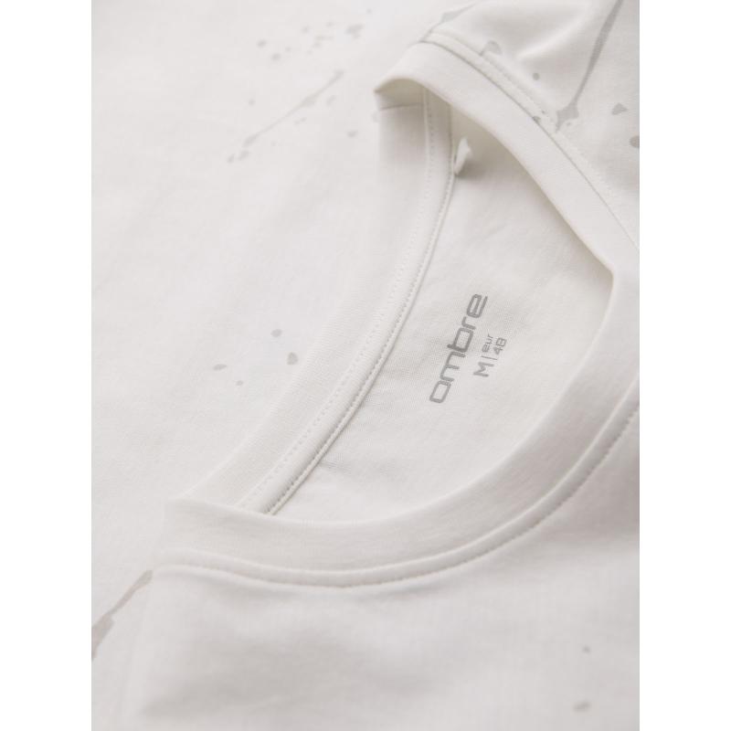 Pánské tričko s potiskem a kulatým výstřihem - bílé V1 OM-TSFP-0187