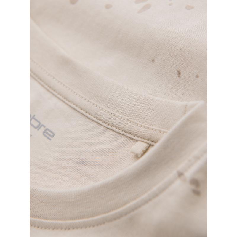 Férfi nyomtatott kerek nyakú póló - krém V2 OM-TSFP-0187 OM-TSFP-0187