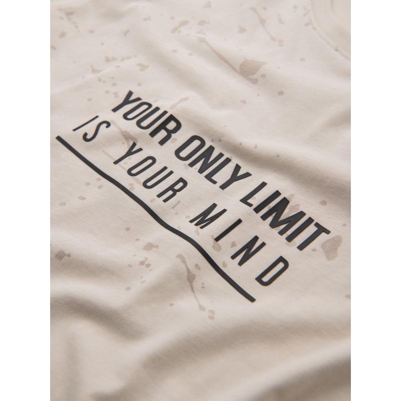 Férfi nyomtatott kerek nyakú póló - krém V2 OM-TSFP-0187 OM-TSFP-0187