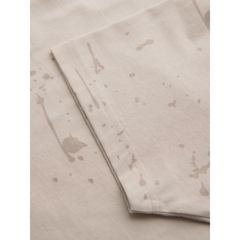 Férfi nyomtatott kerek nyakú póló - krém V2 OM-TSFP-0187 OM-TSFP-0187