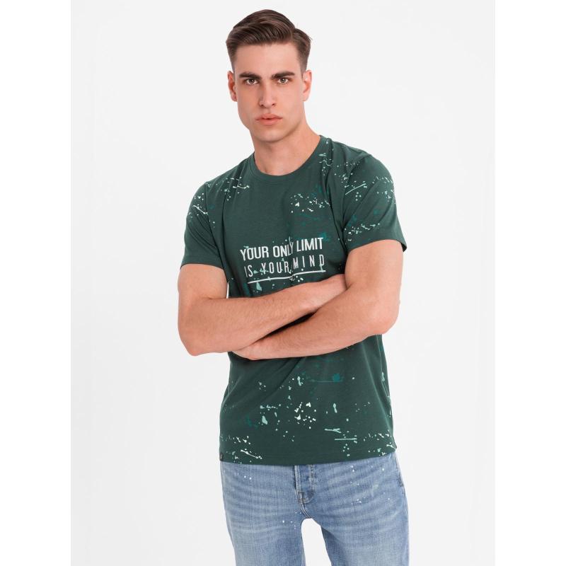 Pánské tričko s potiskem a kulatým výstřihem - zelené V3 OM-TSFP-0187