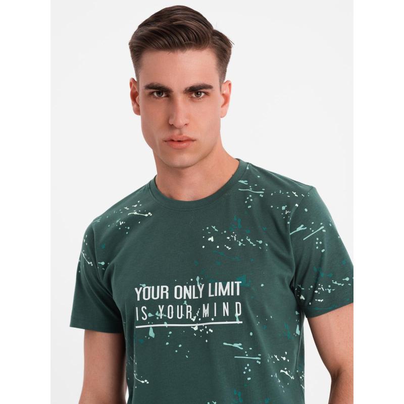 Pánské tričko s potiskem a kulatým výstřihem - zelené V3 OM-TSFP-0187