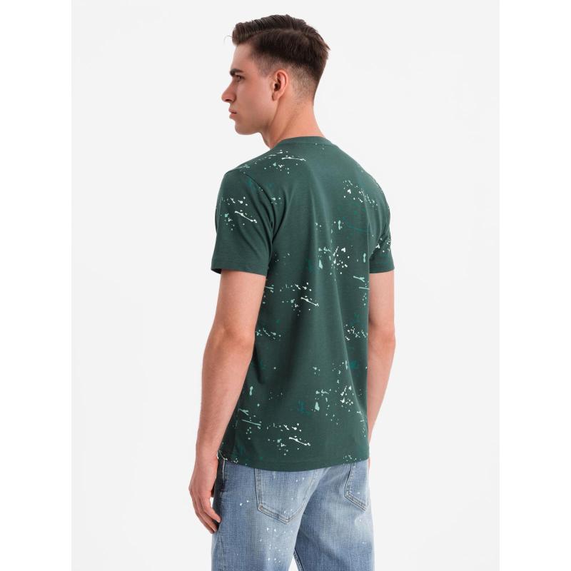 Pánské tričko s potiskem a kulatým výstřihem - zelené V3 OM-TSFP-0187