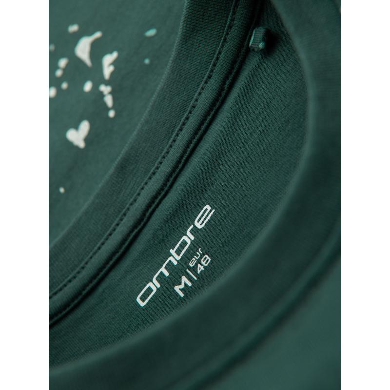 Pánské tričko s potiskem a kulatým výstřihem - zelené V3 OM-TSFP-0187