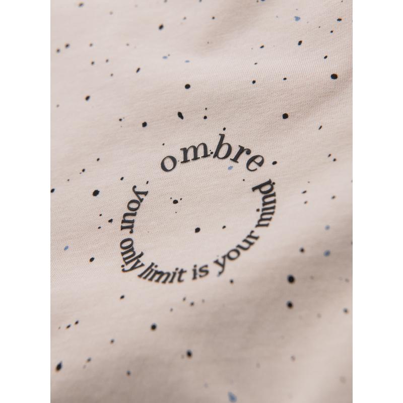 Pánske bavlnené tričko s potlačou a okrúhlym výstrihom - béžové V2 OM-TSFP-0186