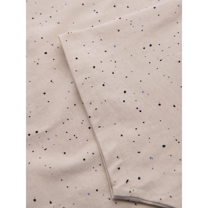 Pánske bavlnené tričko s potlačou a okrúhlym výstrihom - béžové V2 OM-TSFP-0186