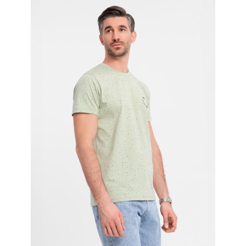 Pánské bavlněné tričko s potiskem a kulatým výstřihem - mátové V3 OM-TSFP-0186