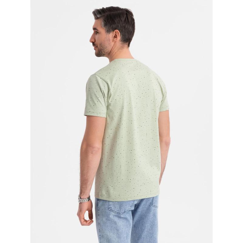 Pánské bavlněné tričko s potiskem a kulatým výstřihem - mátové V3 OM-TSFP-0186