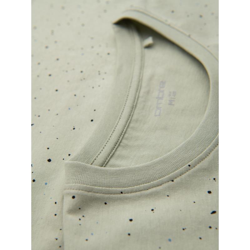 Pánské bavlněné tričko s potiskem a kulatým výstřihem - mátové V3 OM-TSFP-0186