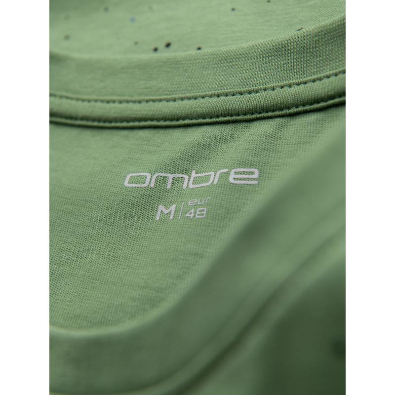 Pánské bavlněné tričko s potiskem a kulatým výstřihem - zelené V4 OM-TSFP-0186