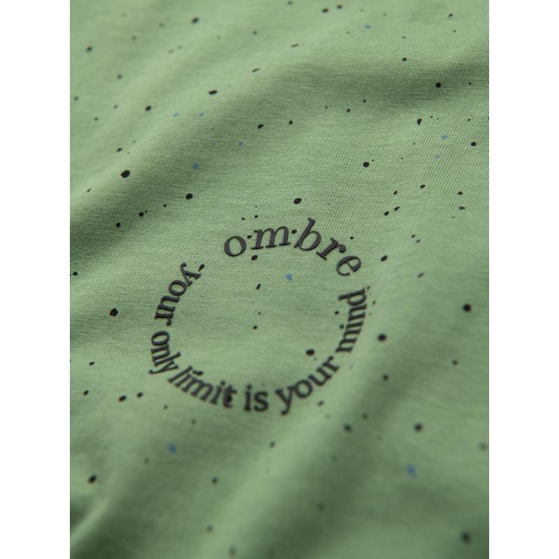 Pánské bavlněné tričko s potiskem a kulatým výstřihem - zelené V4 OM-TSFP-0186