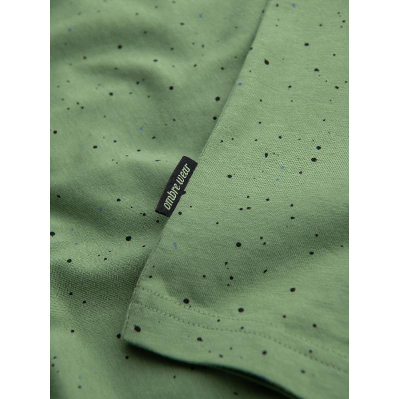 Pánské bavlněné tričko s potiskem a kulatým výstřihem - zelené V4 OM-TSFP-0186