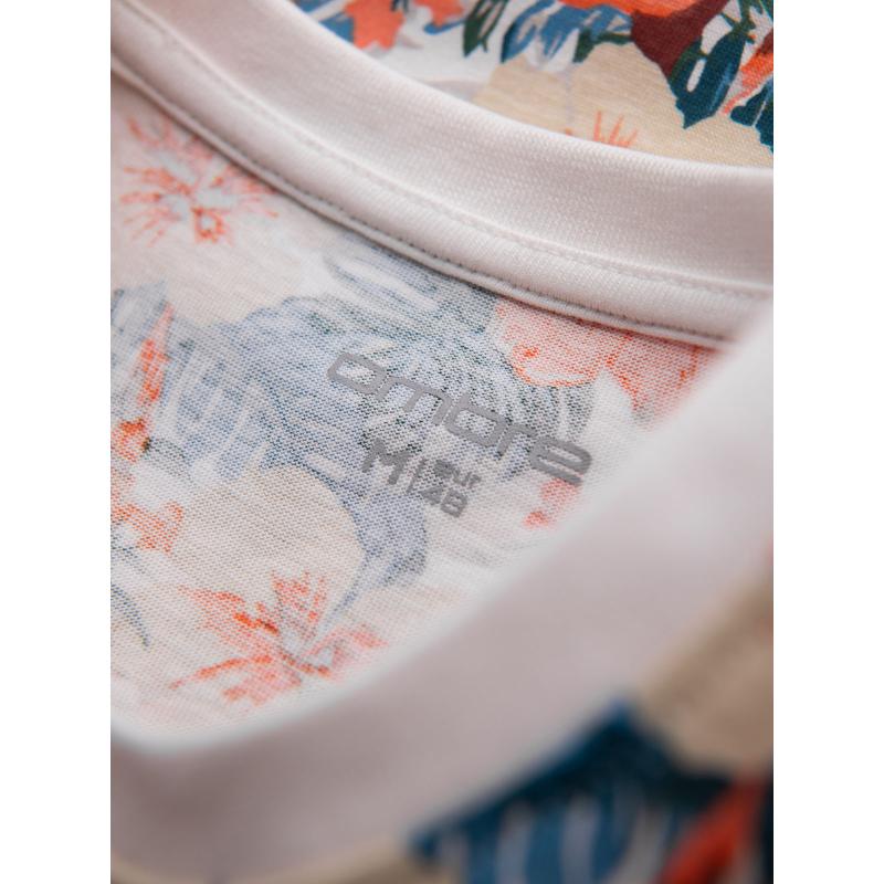 Pánské bavlněné tričko s květinovým celoplošným potiskem - bílé V1 OM-TSFP-0249