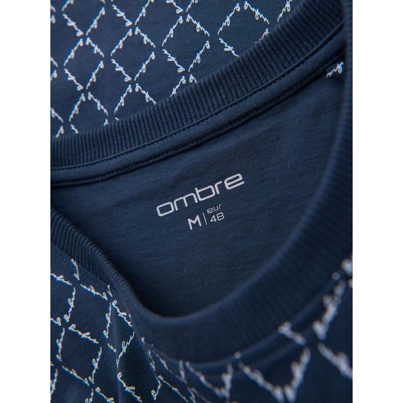 Férfi kötött póló all-over mintával - sötétkék V1 OM-TSFP-0250 OM-TSFP-0250