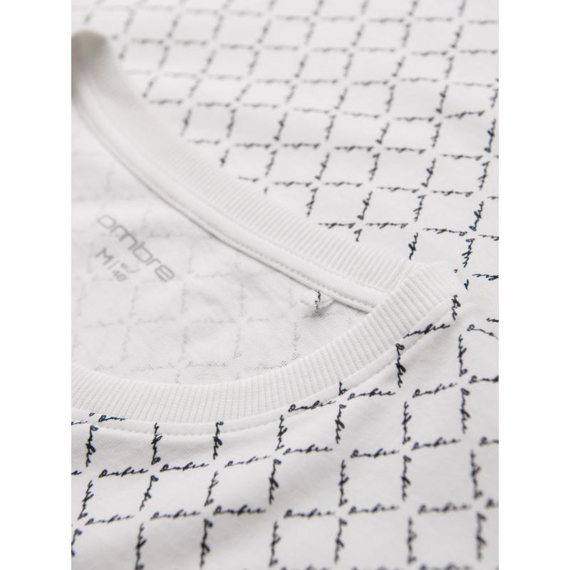 Pánská pletená košile s celoplošným potiskem - bílá V3 OM-TSFP-0250