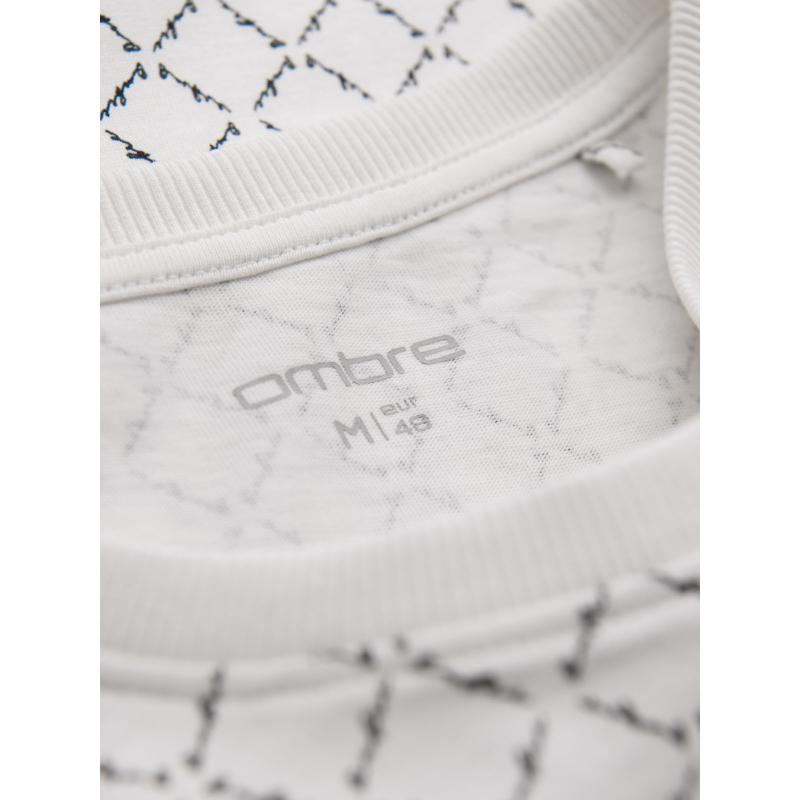 Pánská pletená košile s celoplošným potiskem - bílá V3 OM-TSFP-0250