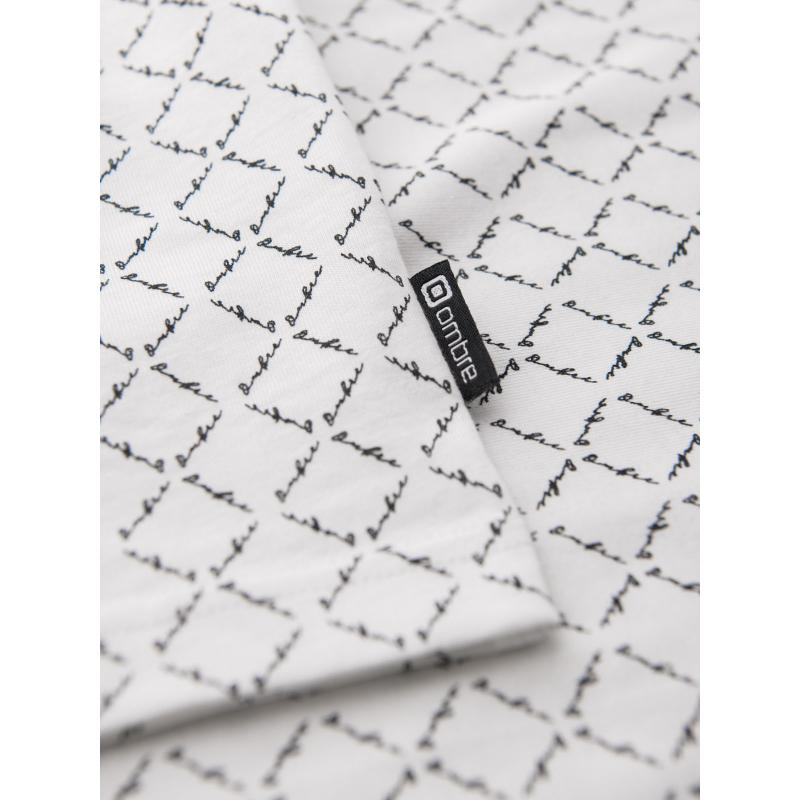 Pánská pletená košile s celoplošným potiskem - bílá V3 OM-TSFP-0250