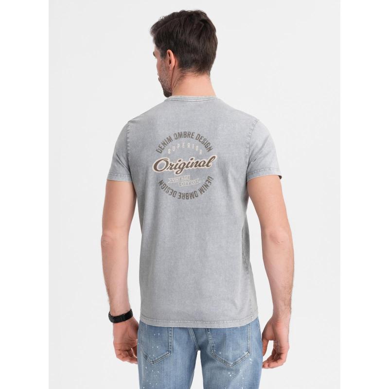 Pamut póló mell- és hátsó részen nyomtatott mintával - szürke V1 OM-TSWT-0201