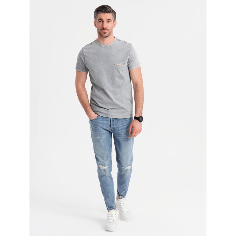 Pamut póló mell- és hátsó részen nyomtatott mintával - szürke V1 OM-TSWT-0201