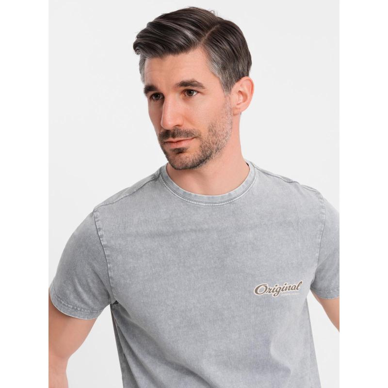 Pamut póló mell- és hátsó részen nyomtatott mintával - szürke V1 OM-TSWT-0201