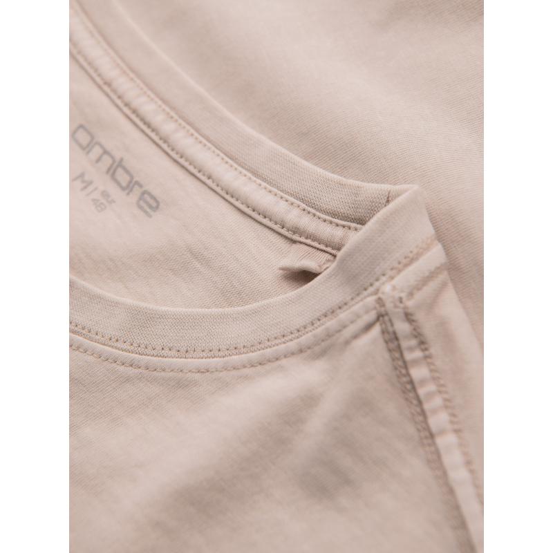 Pánske bavlnené tričko s potlačou vo vojenskom štýle - béžové V1 OM-TSWT-0202