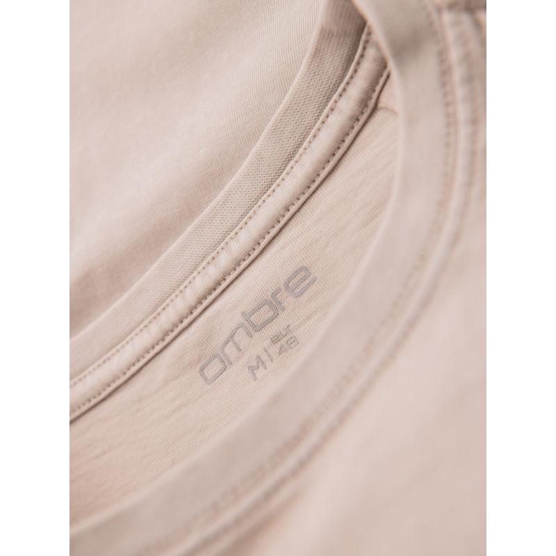 Pánske bavlnené tričko s potlačou vo vojenskom štýle - béžové V1 OM-TSWT-0202