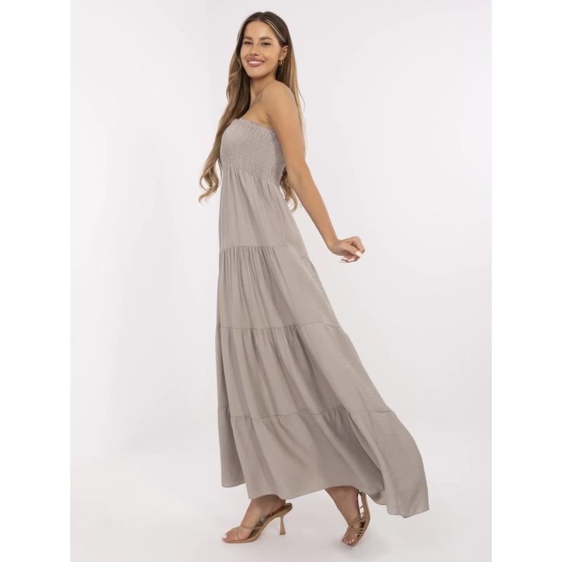 Tmavě béžové šaty s elastickým řasením