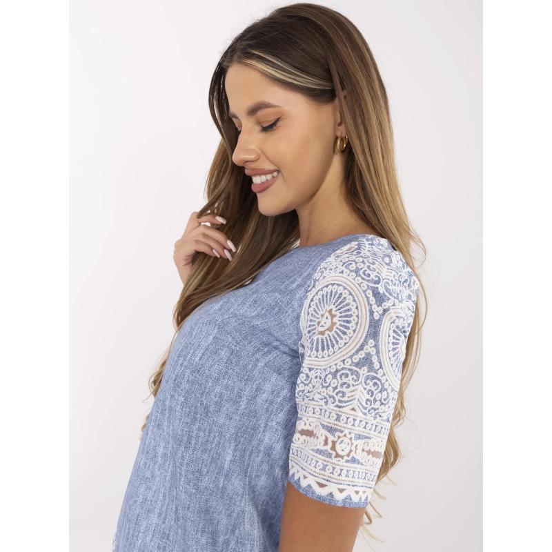 Modré elegantné vzorované šaty Lidija