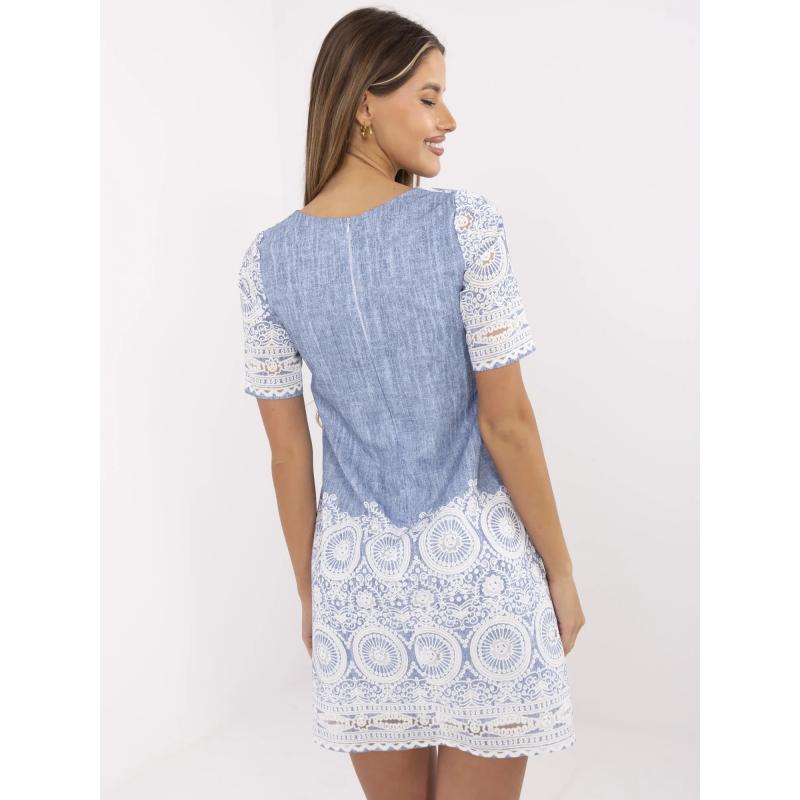 Modré elegantné vzorované šaty Lidija