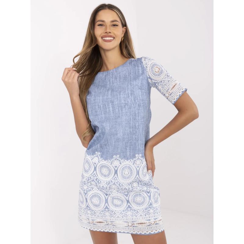 Modré elegantné vzorované šaty Lidija