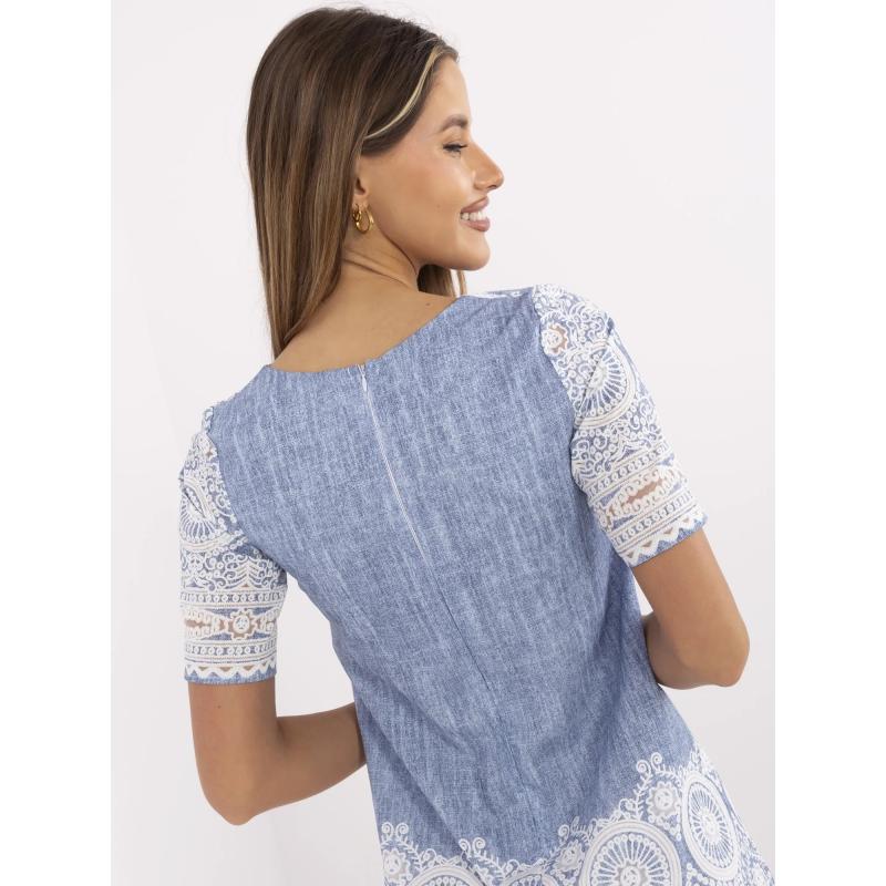 Modré elegantné vzorované šaty Lidija