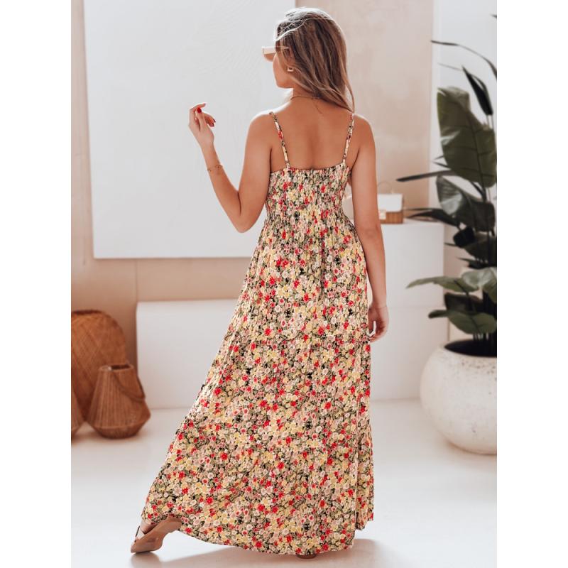 FLORALUSH maxiruha sárga és piros virágokkal