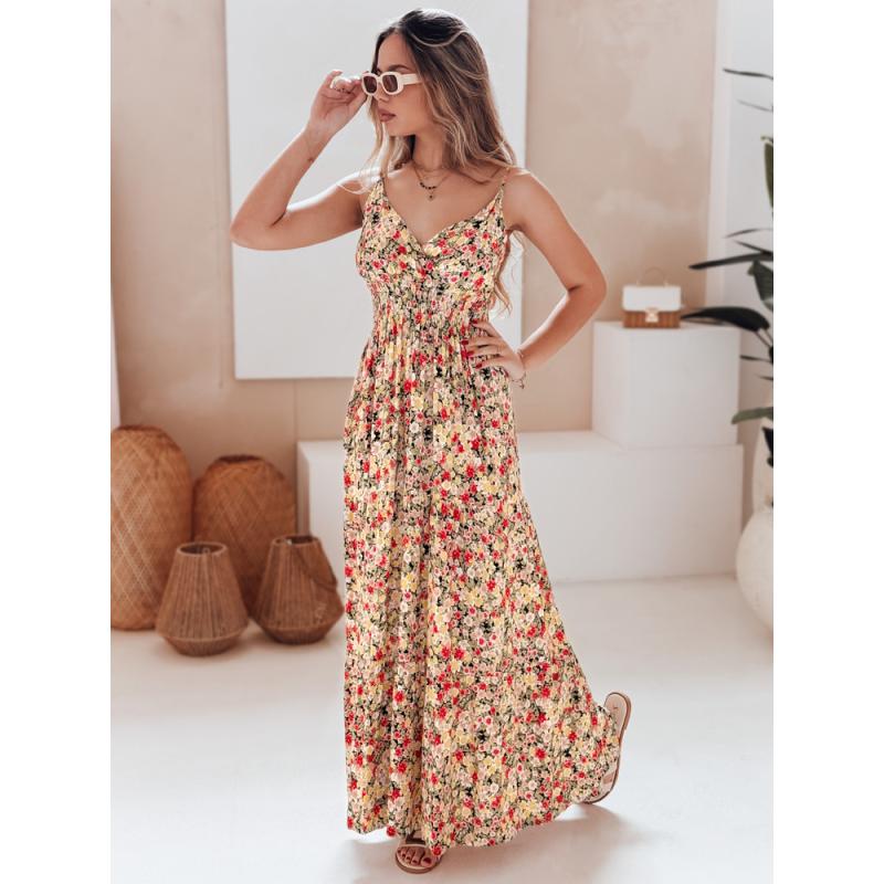 FLORALUSH maxiruha sárga és piros virágokkal