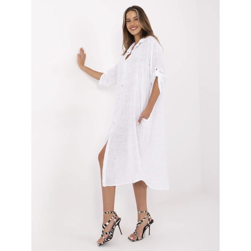 Fehér pamut ruha cipzár nélkül OCH BELLA