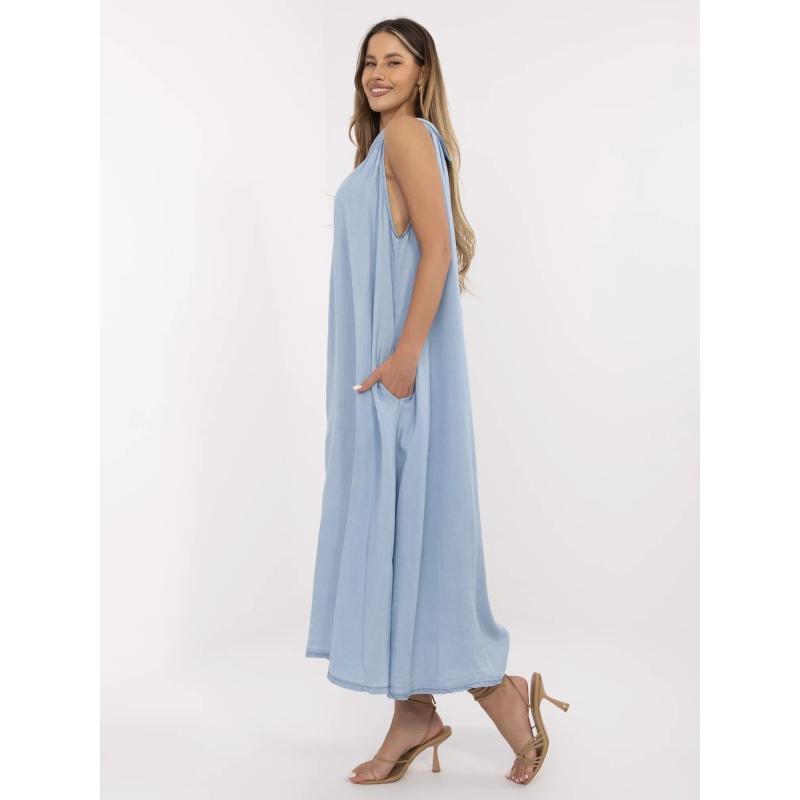 Modré oversized maxi šaty na leto