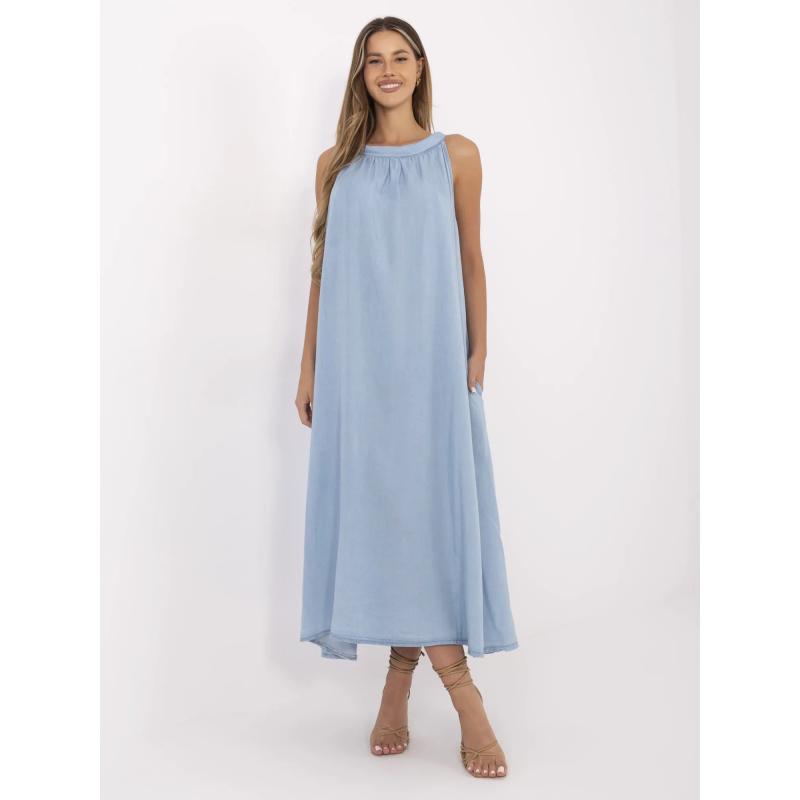 Modré oversized maxi šaty na leto