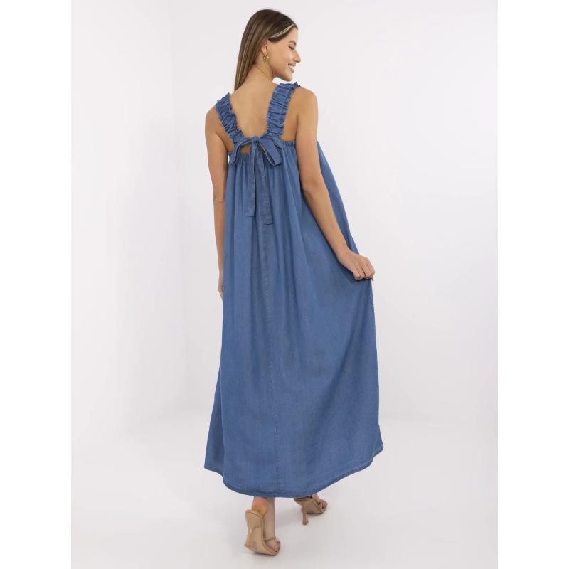 Tmavě modré maxi šaty z tenké džínoviny