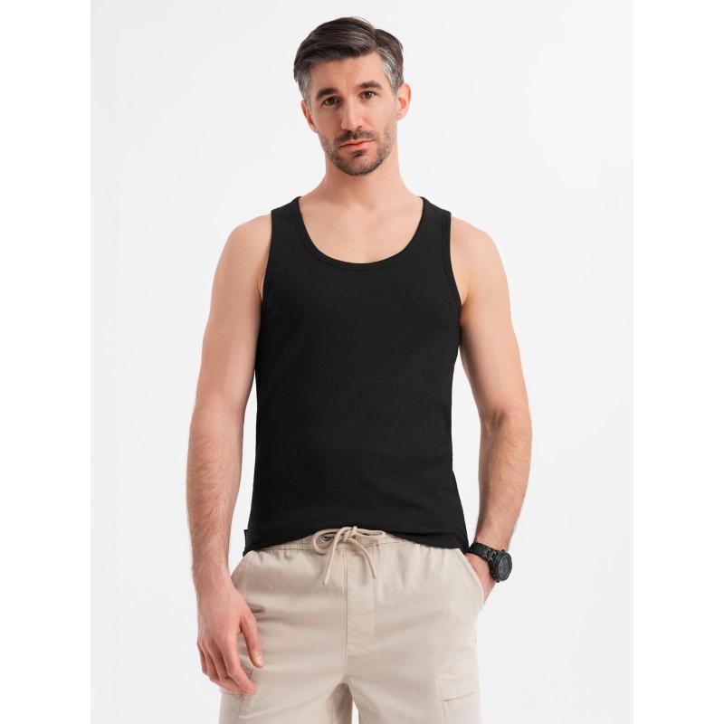 Pánske bavlnené základné tričko s ramienkami - čierne V3 OM-TSBT-0239