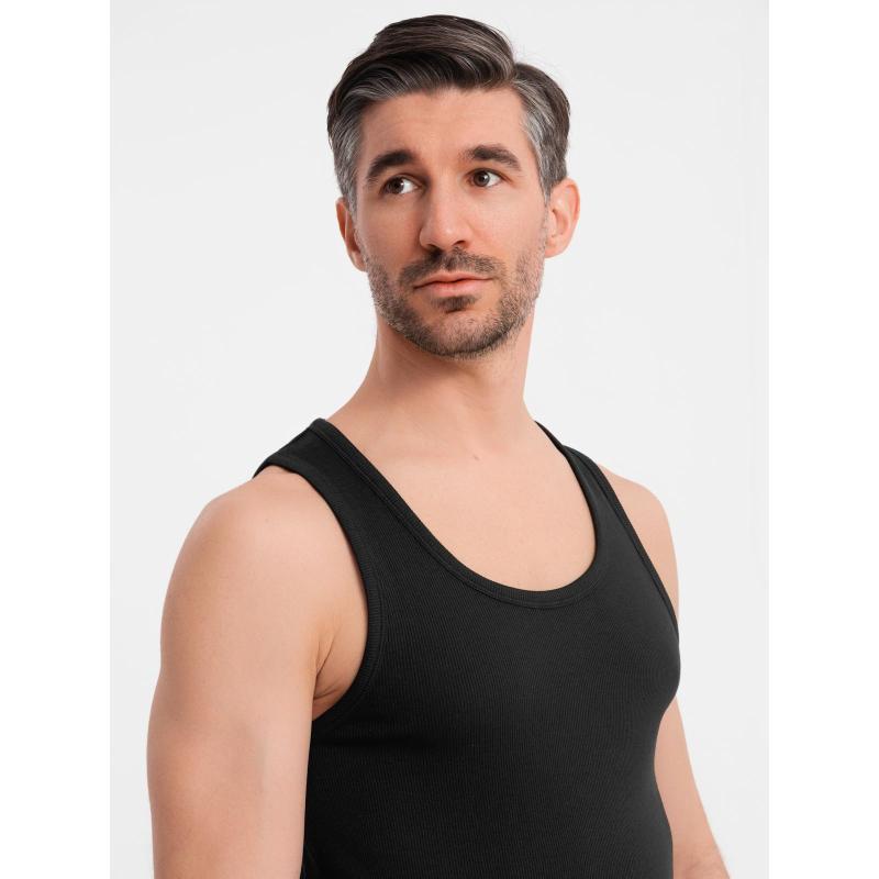 Pánske bavlnené základné tričko s ramienkami - čierne V3 OM-TSBT-0239