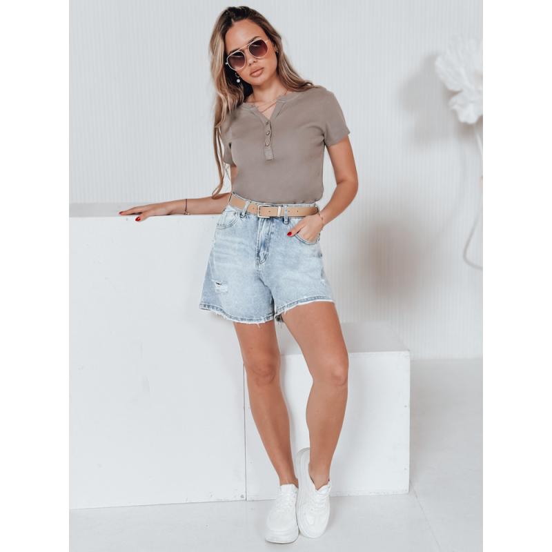 Dámska rebrovaná blúzka KISS LOOK ružová blúzka KISS LOOK hnedá