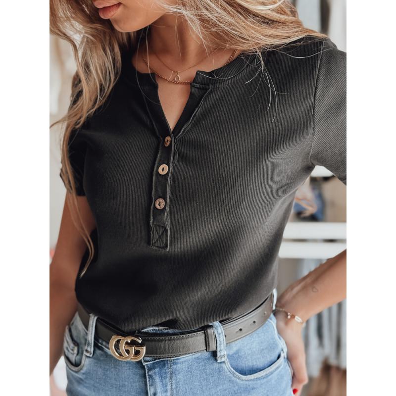 Dámská žebrovaná halenka KISS LOOK černá