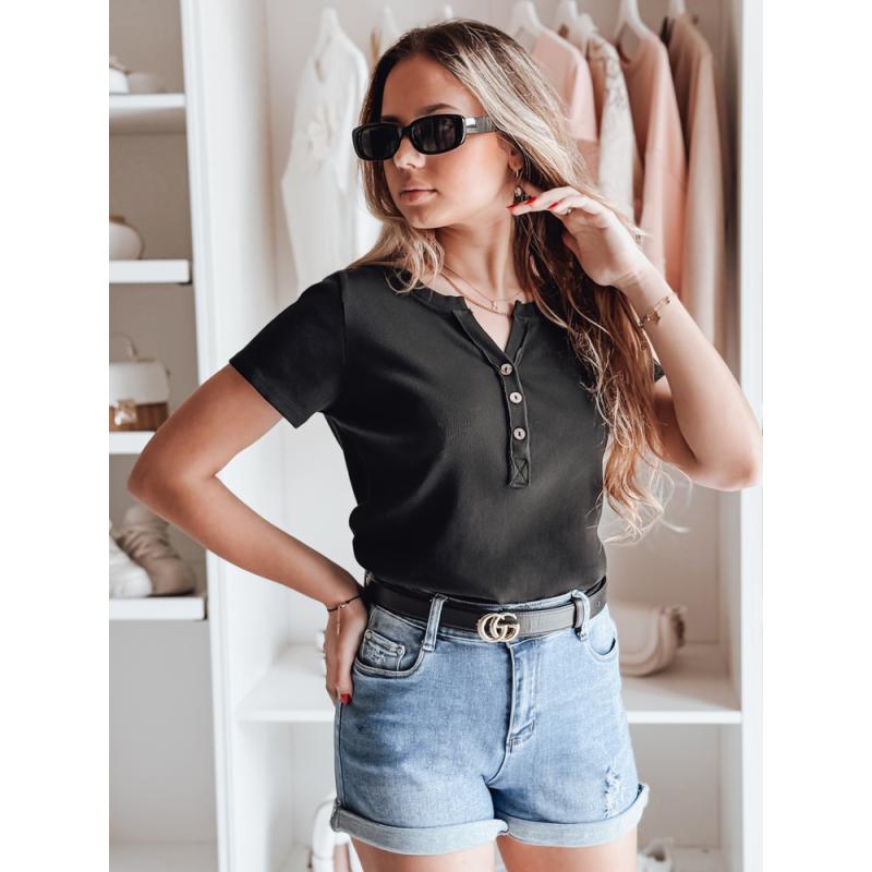 Dámská žebrovaná halenka KISS LOOK černá