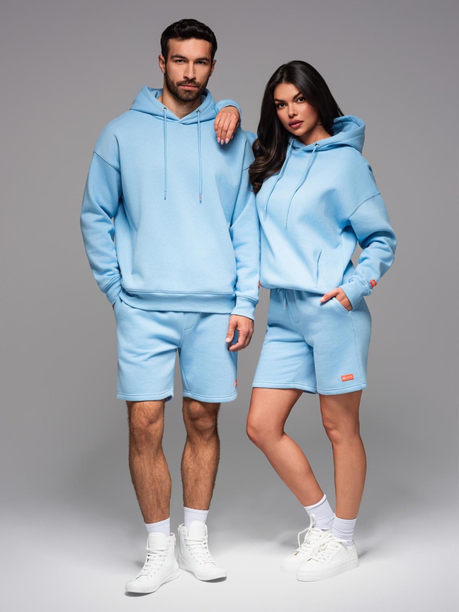 UNISEX kapucnis pulóver + sportrövidnadrág – kék V8 Z110