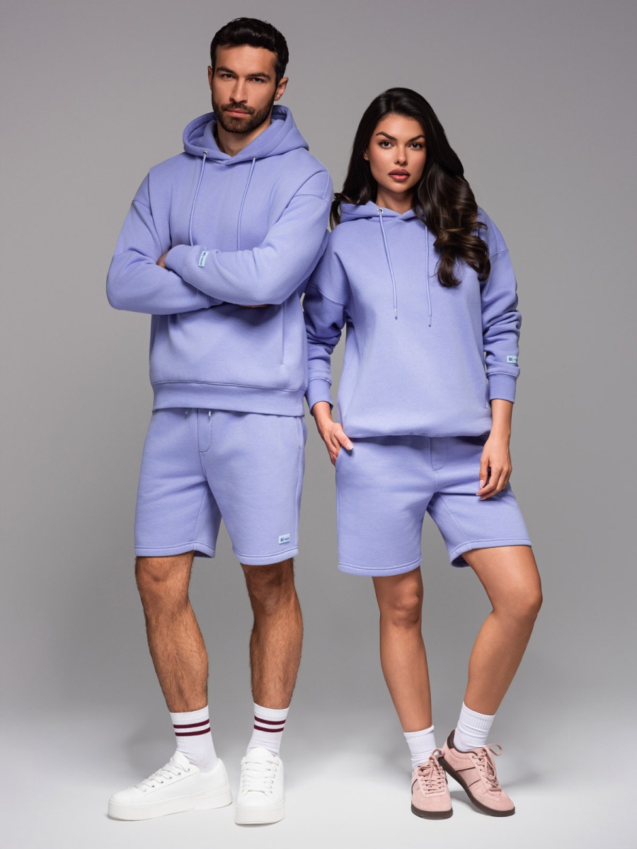 UNISEX kapucnis pulóver + sportrövidnadrág – levendula V9 Z110
