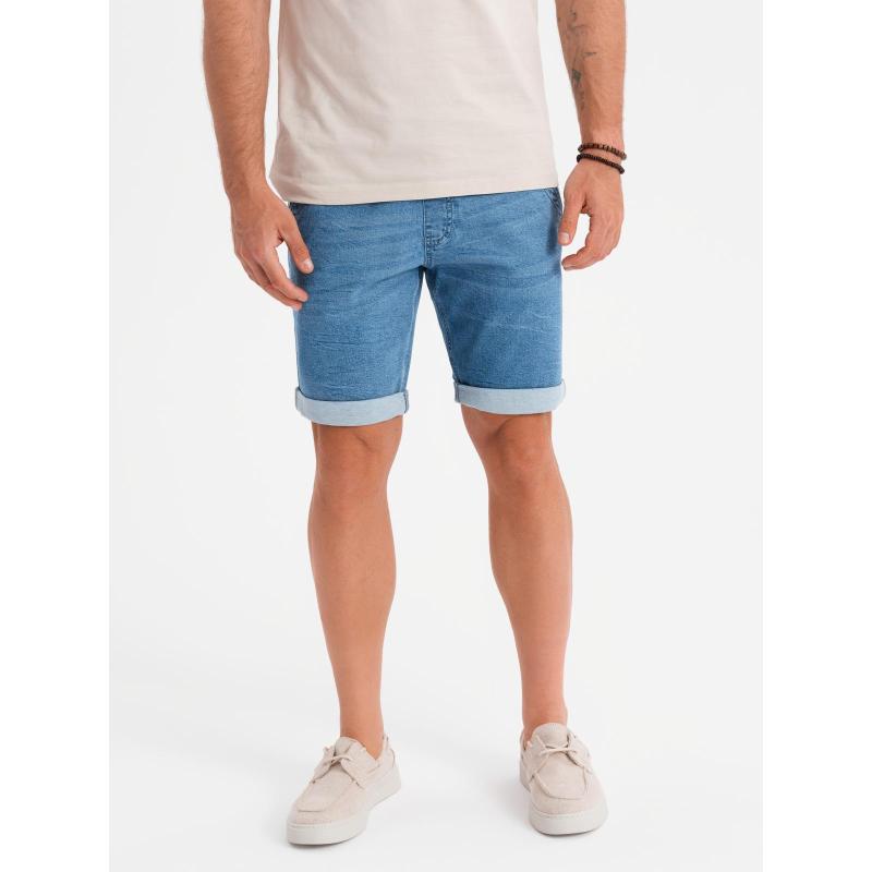 Pánske džínsové šortky s ohrnutou nohavicou - svetlomodré V1 OM-SRDS-0161