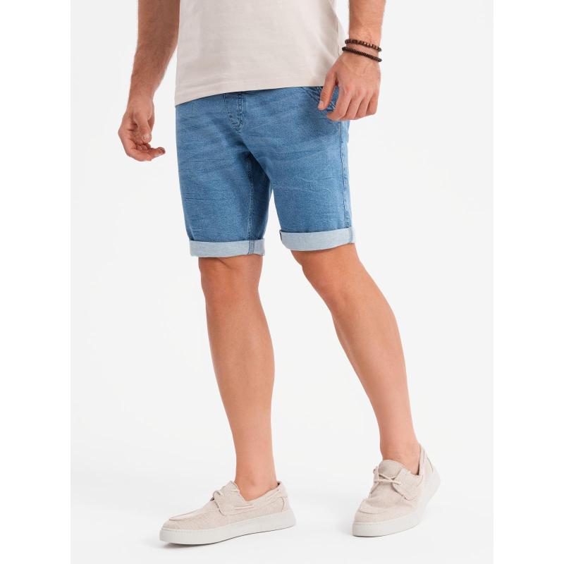 Pánske džínsové šortky s ohrnutou nohavicou - svetlomodré V1 OM-SRDS-0161