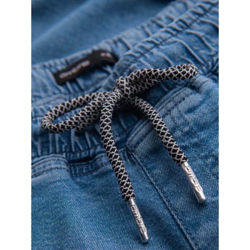 Pánske džínsové šortky s ohrnutou nohavicou - svetlomodré V1 OM-SRDS-0161