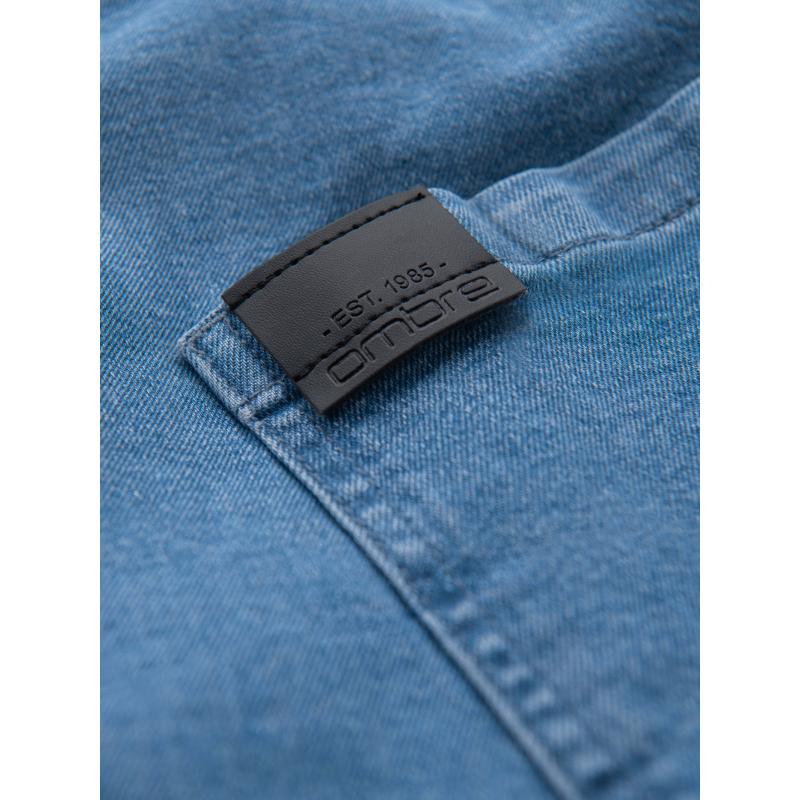 Pánske džínsové šortky s ohrnutou nohavicou - svetlomodré V1 OM-SRDS-0161