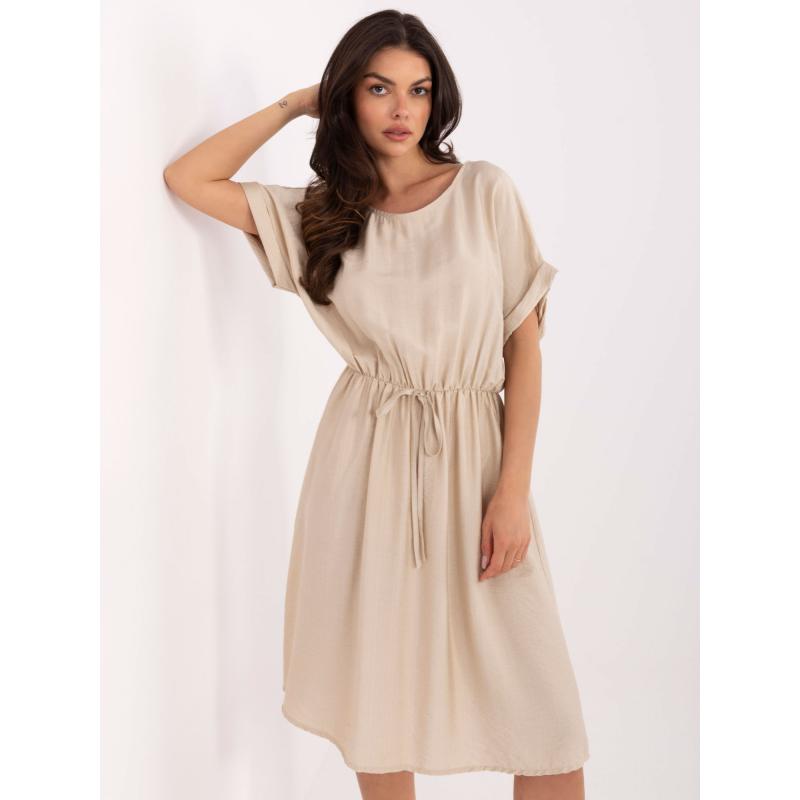 Béžové viskózové letní šaty